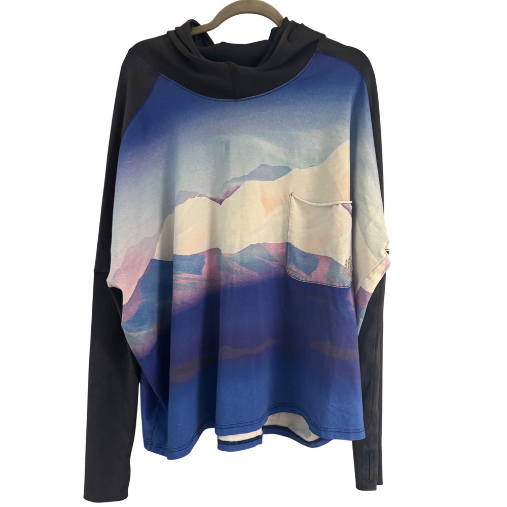 FP Movement Free People Mountain Print Hoodie Blue Purple Landscape Small